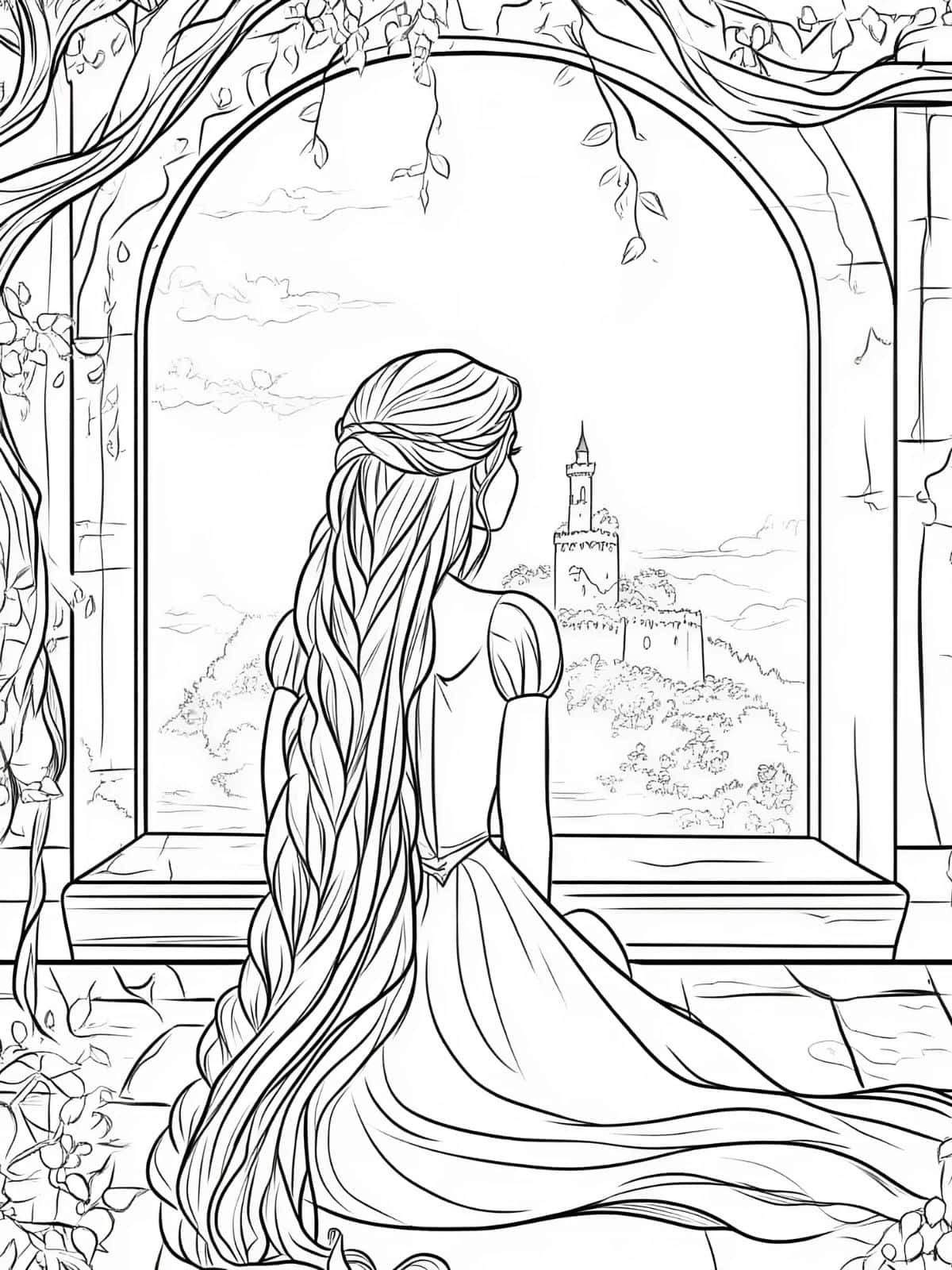 Rapunzel Coloring Page For Beginners