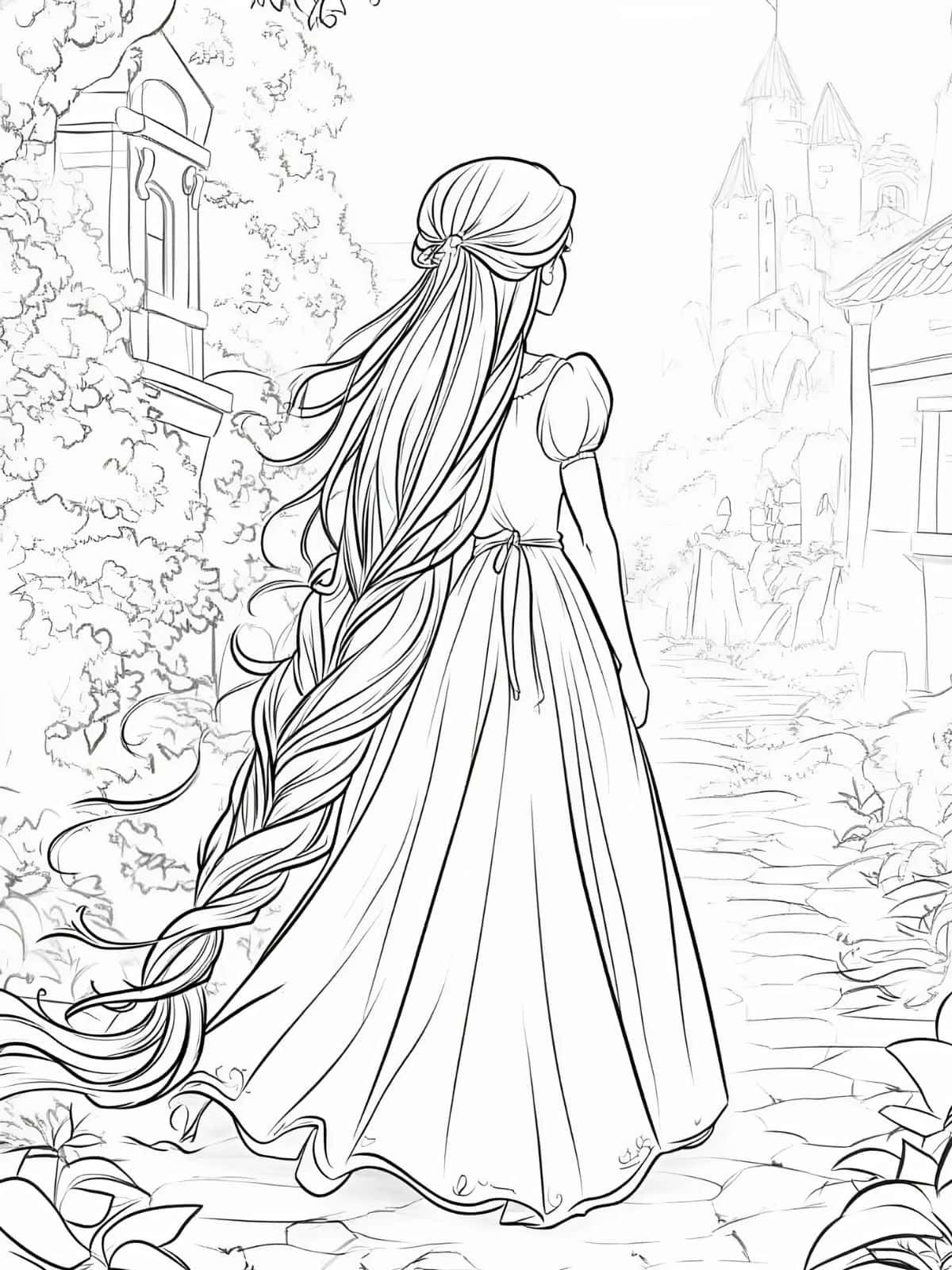 Rapunzel Excited Coloring Page