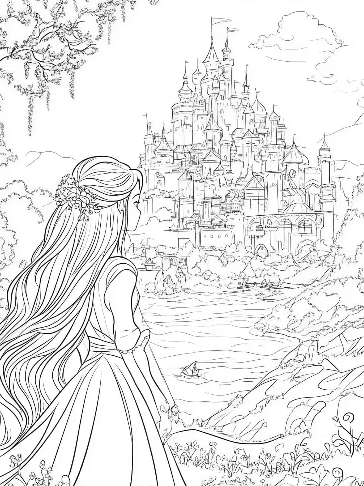 Rapunzel In Her Tower Coloring Pages