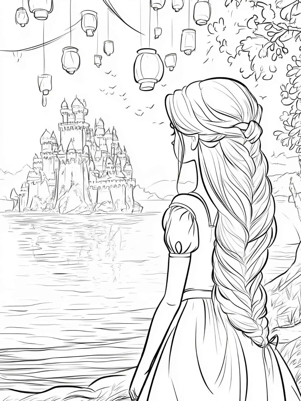 Rapunzel In The Kingdom Coloring Page