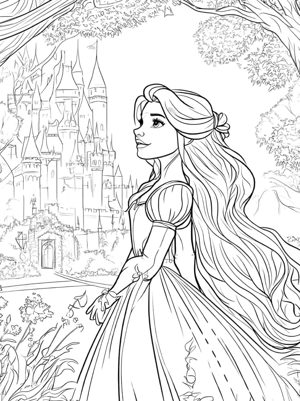 Rapunzel In The Kingdom Coloring Pages