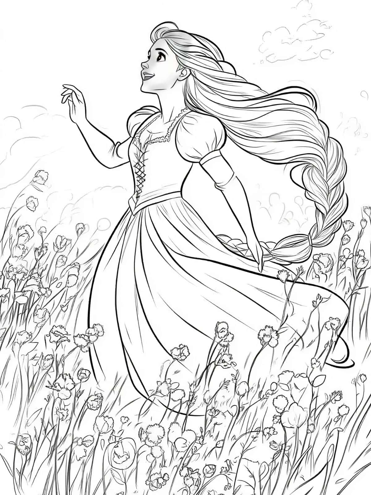 Rapunzel In The Sky Coloring Page