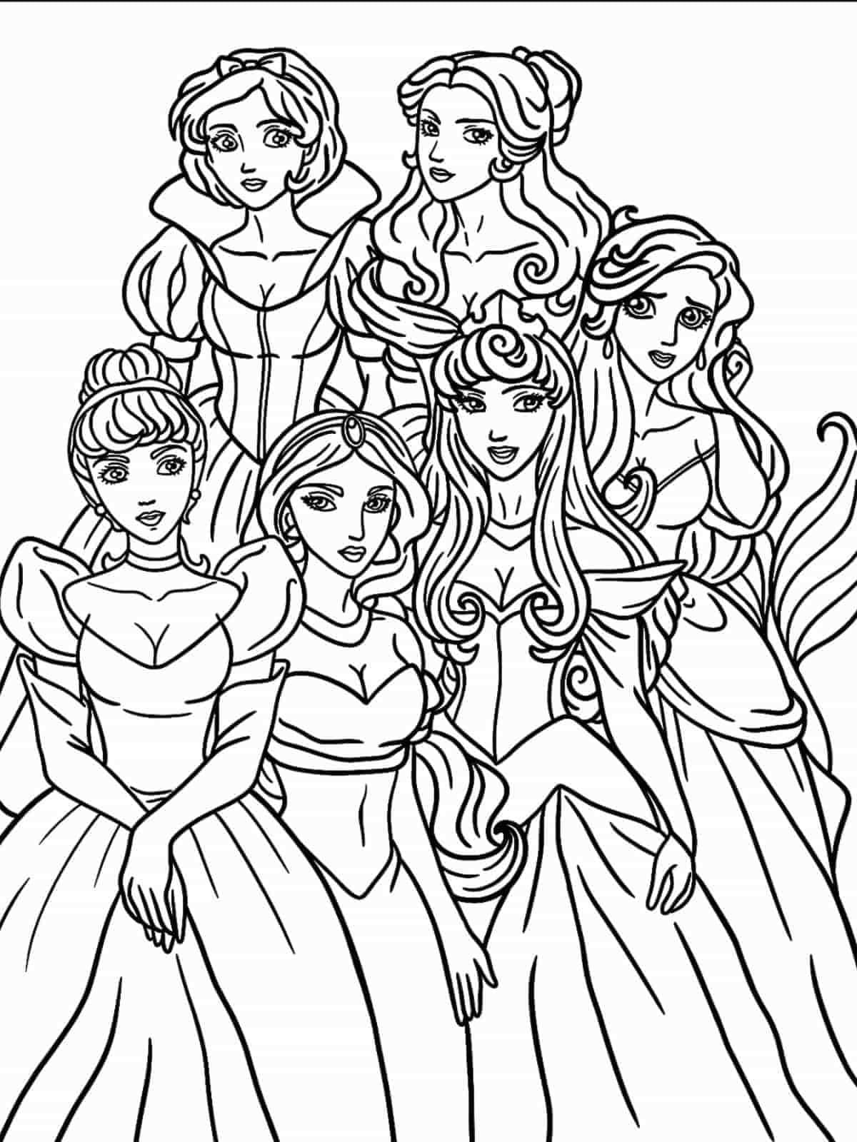 Realistic Disney Princesses Coloring Page