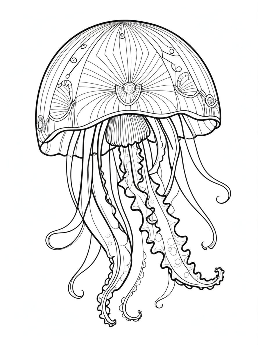 Realistic Jellyfish Coloring Pages