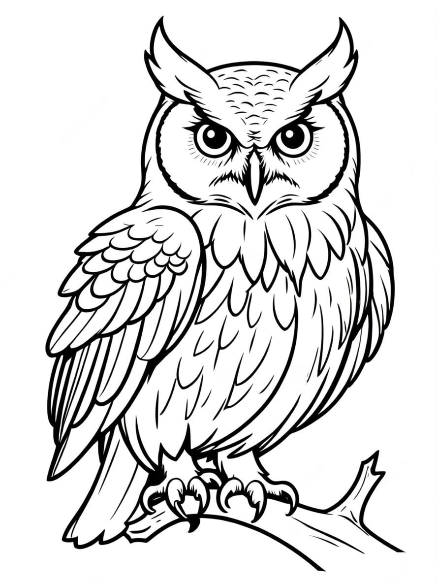 Realistic Owl Coloring Sheets