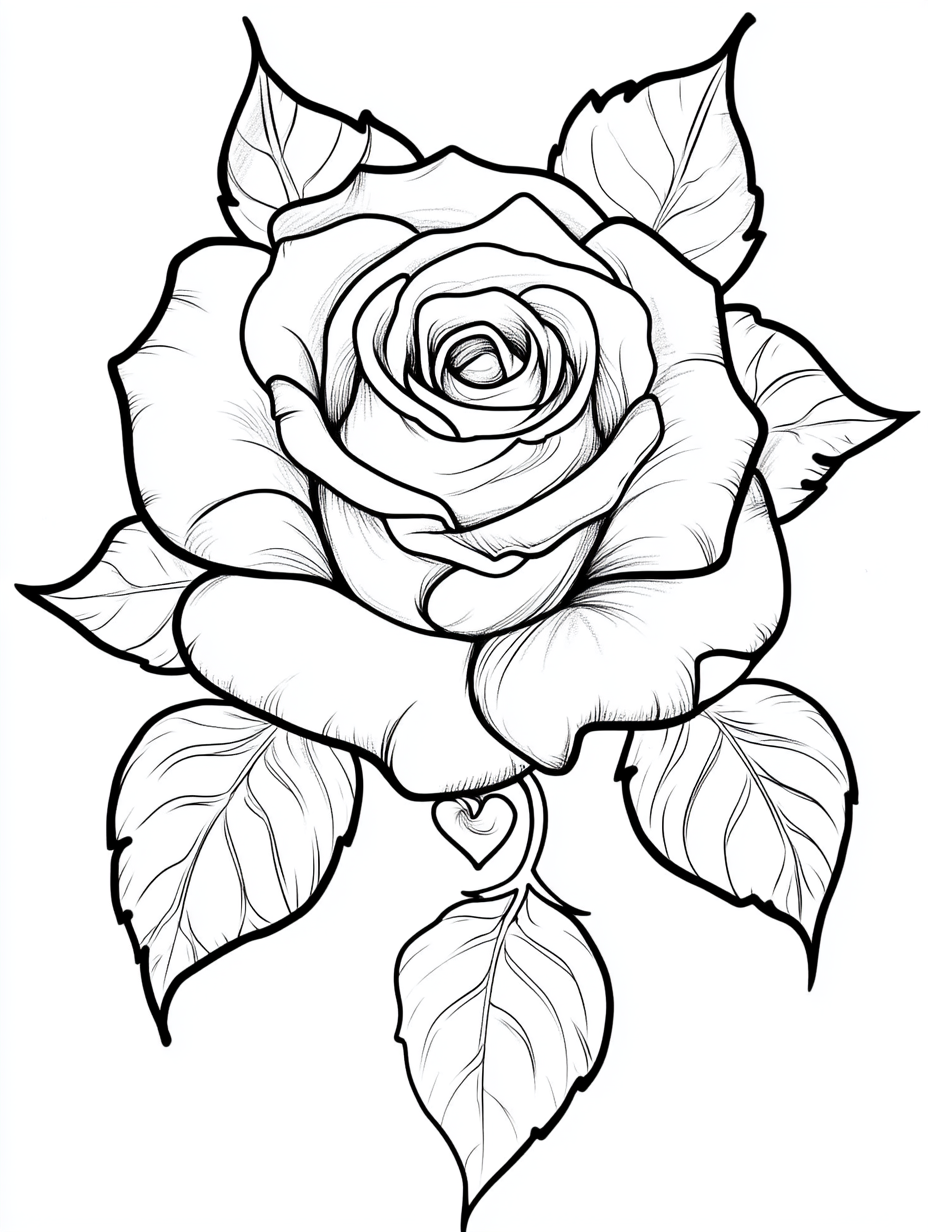 Realistic Rose Coloring Pages