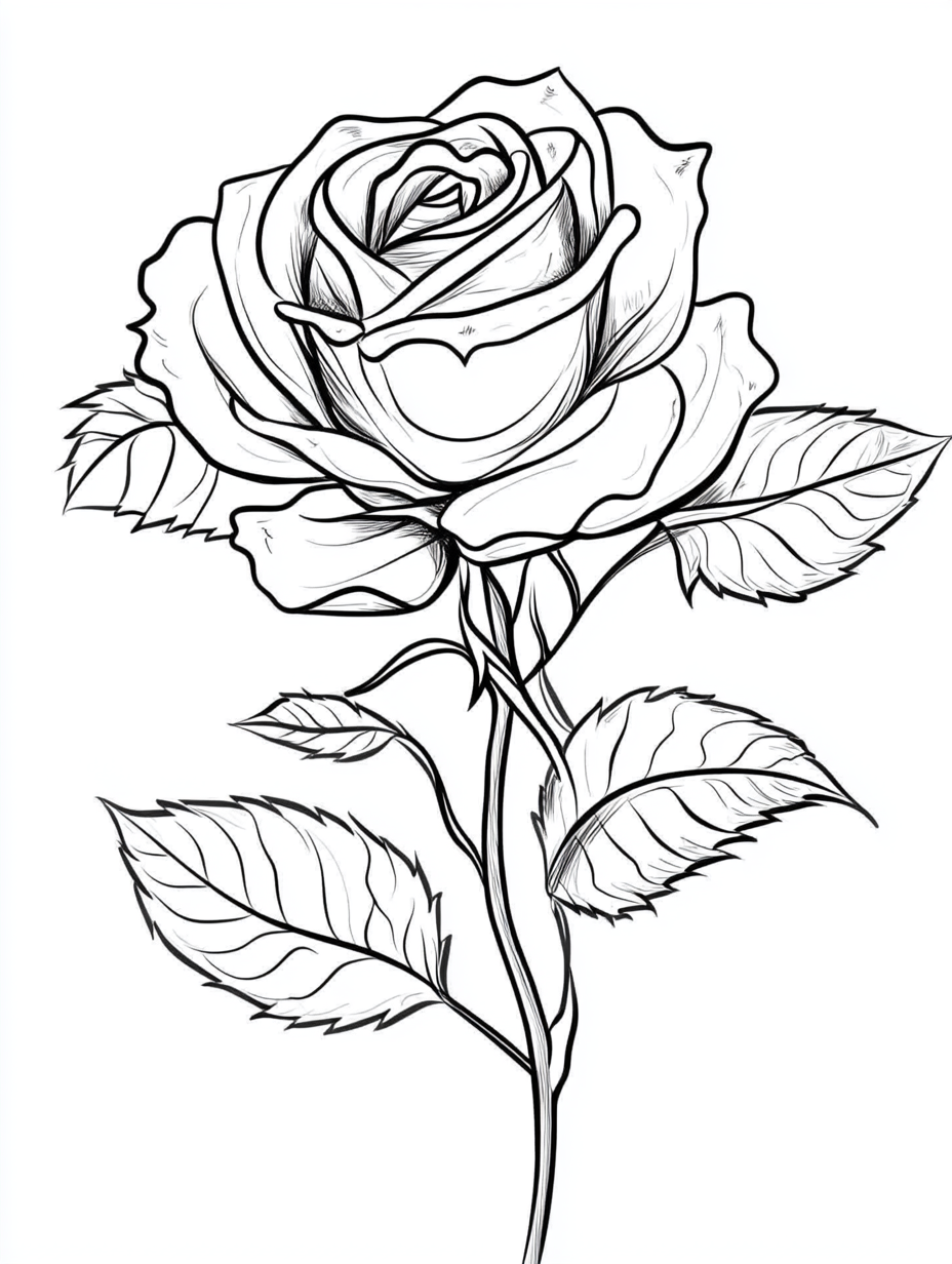 Red Rose Coloring Pages