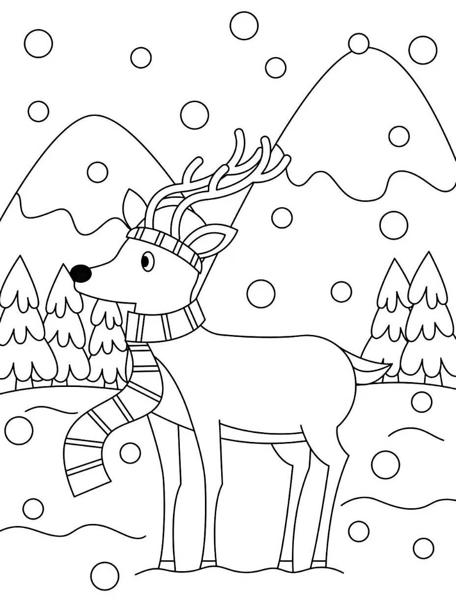 Reindeer Snow Coloring Pages