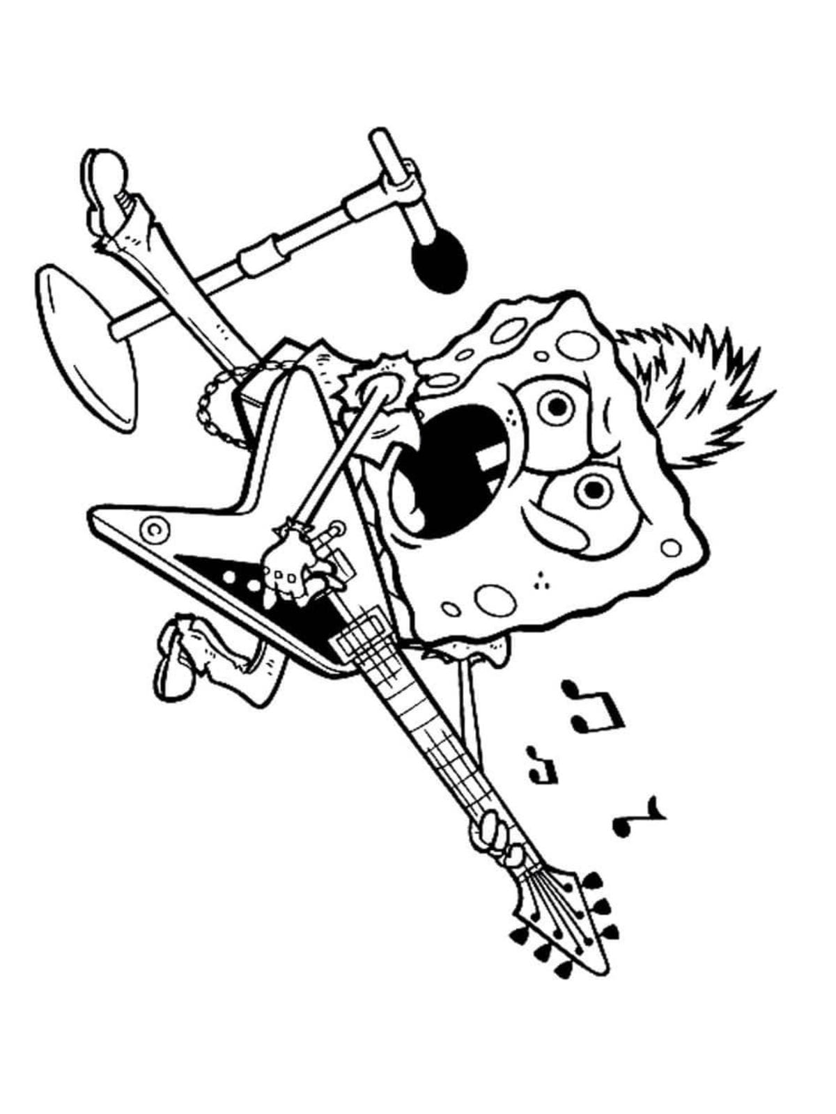 Rocker Spongebob Coloring Page For Kids