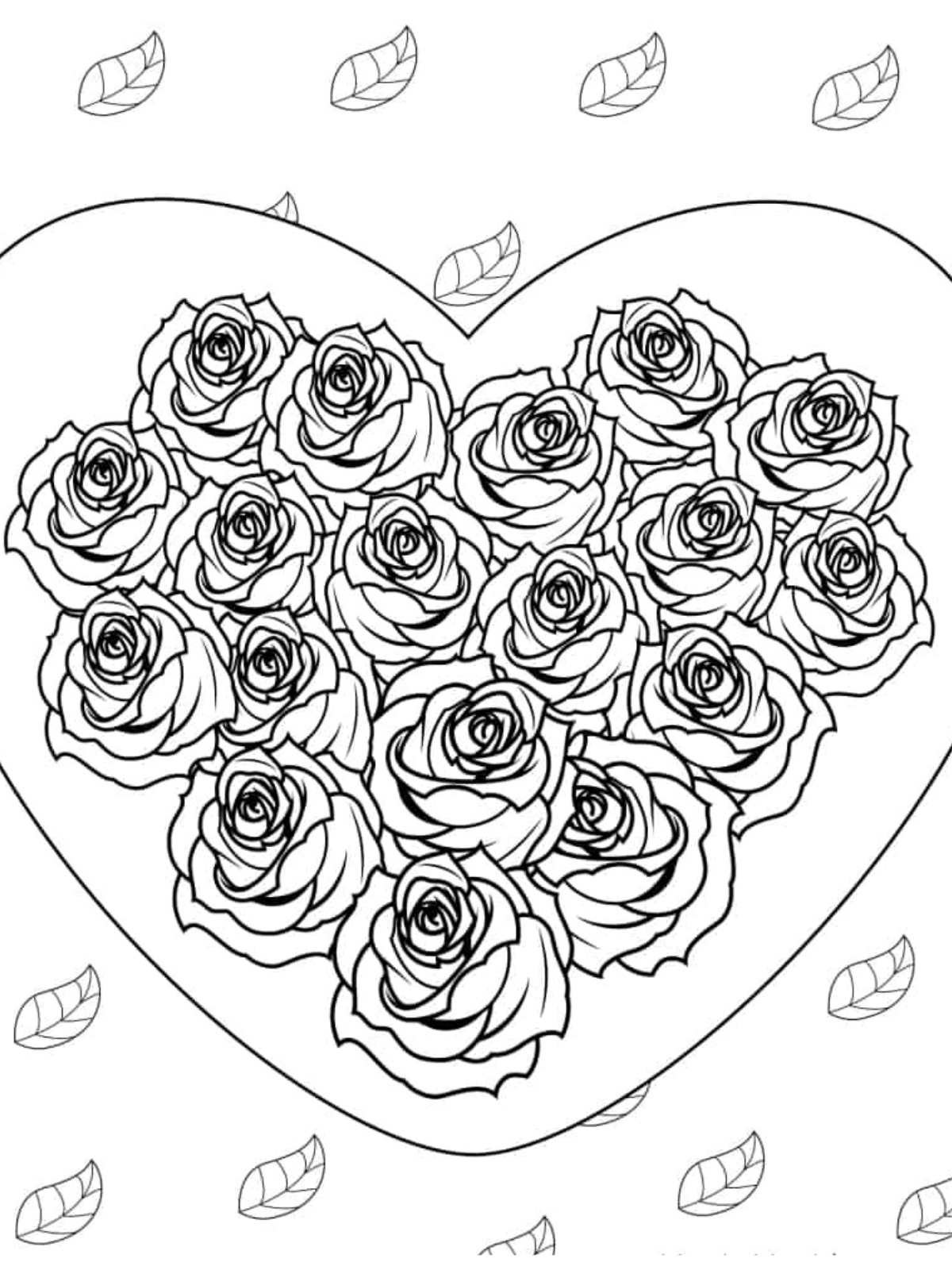 Rose And Heart Coloring Pages