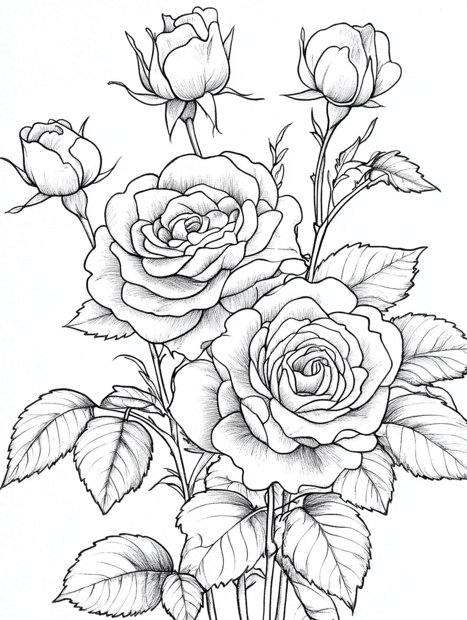 Rose Garden Coloring Pages