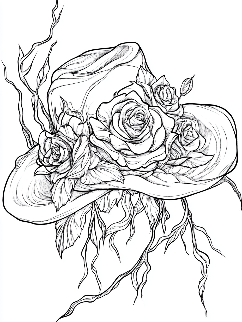 Rose Hat Coloring Pages