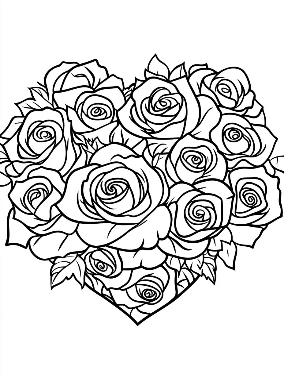 Rose Heart Coloring Pages