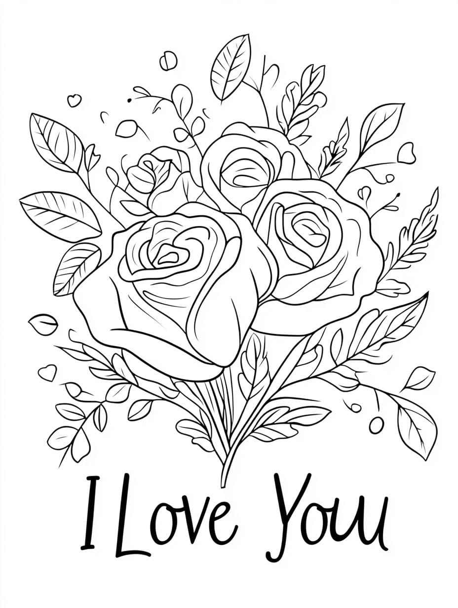 Rose I Love You Coloring Pages