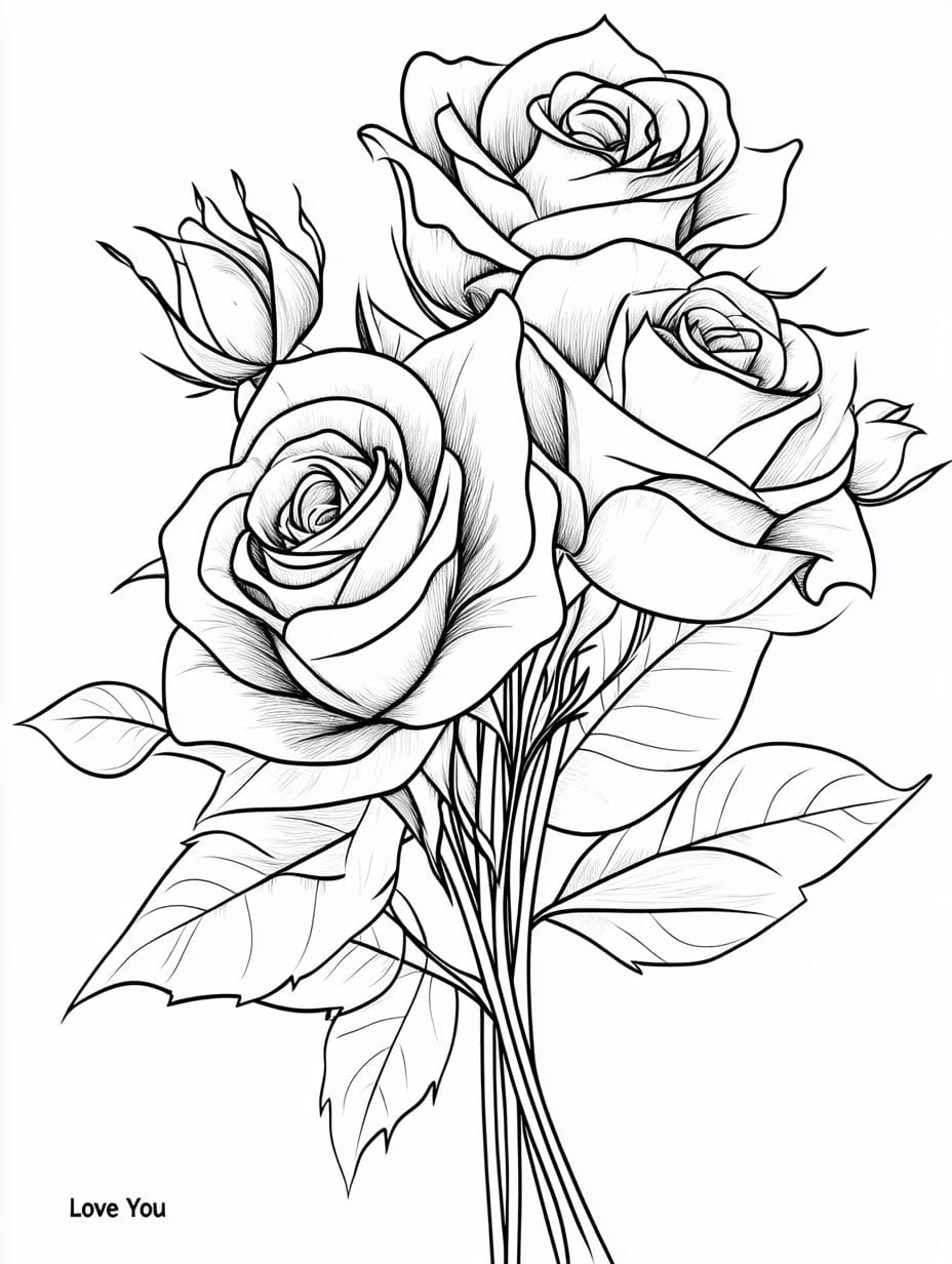 Rose Love You Coloring Pages