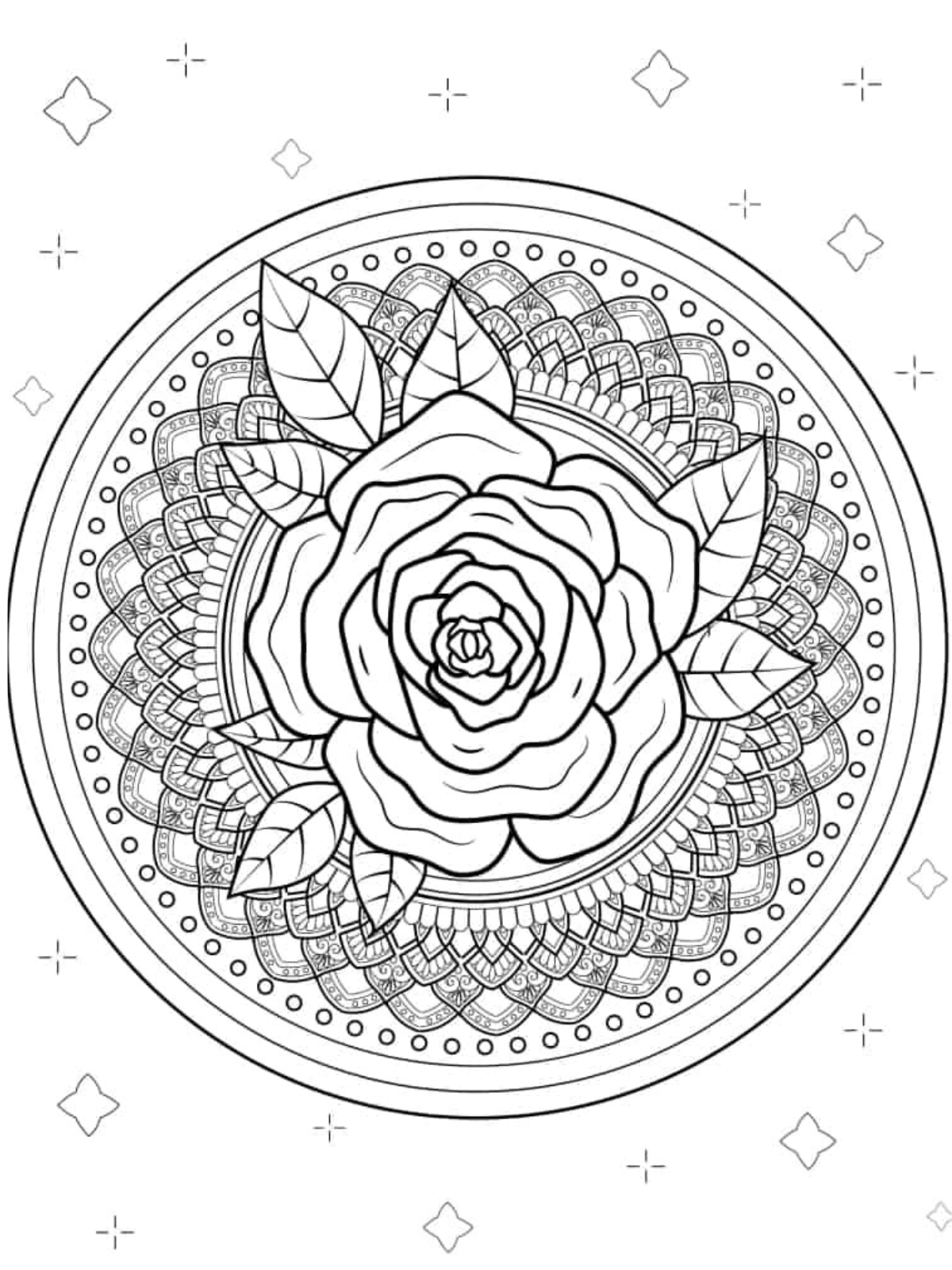 Rose Mandala Coloring Pages