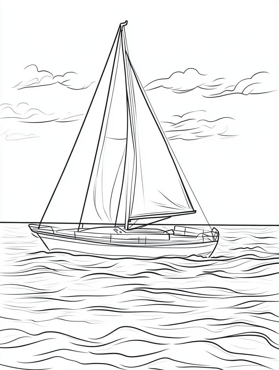 Sailboat On The Arctic Ocean Coloring Pages