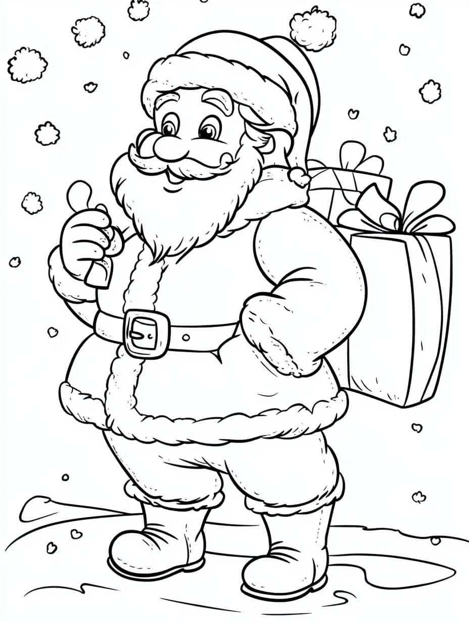 Santa Claus At A Christmas Party Coloring Pages