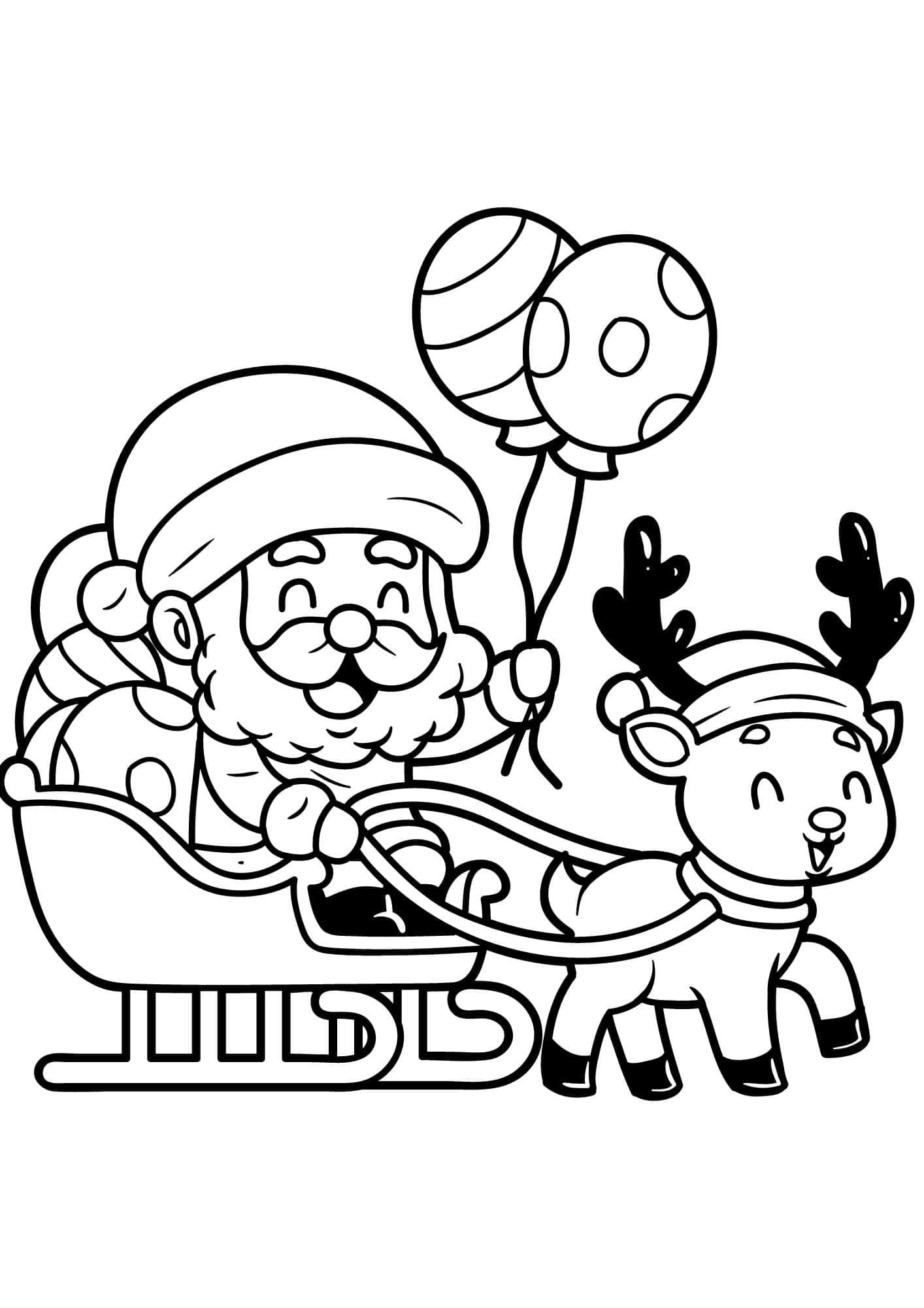 Santa Claus Riding Reindeer Coloring Page