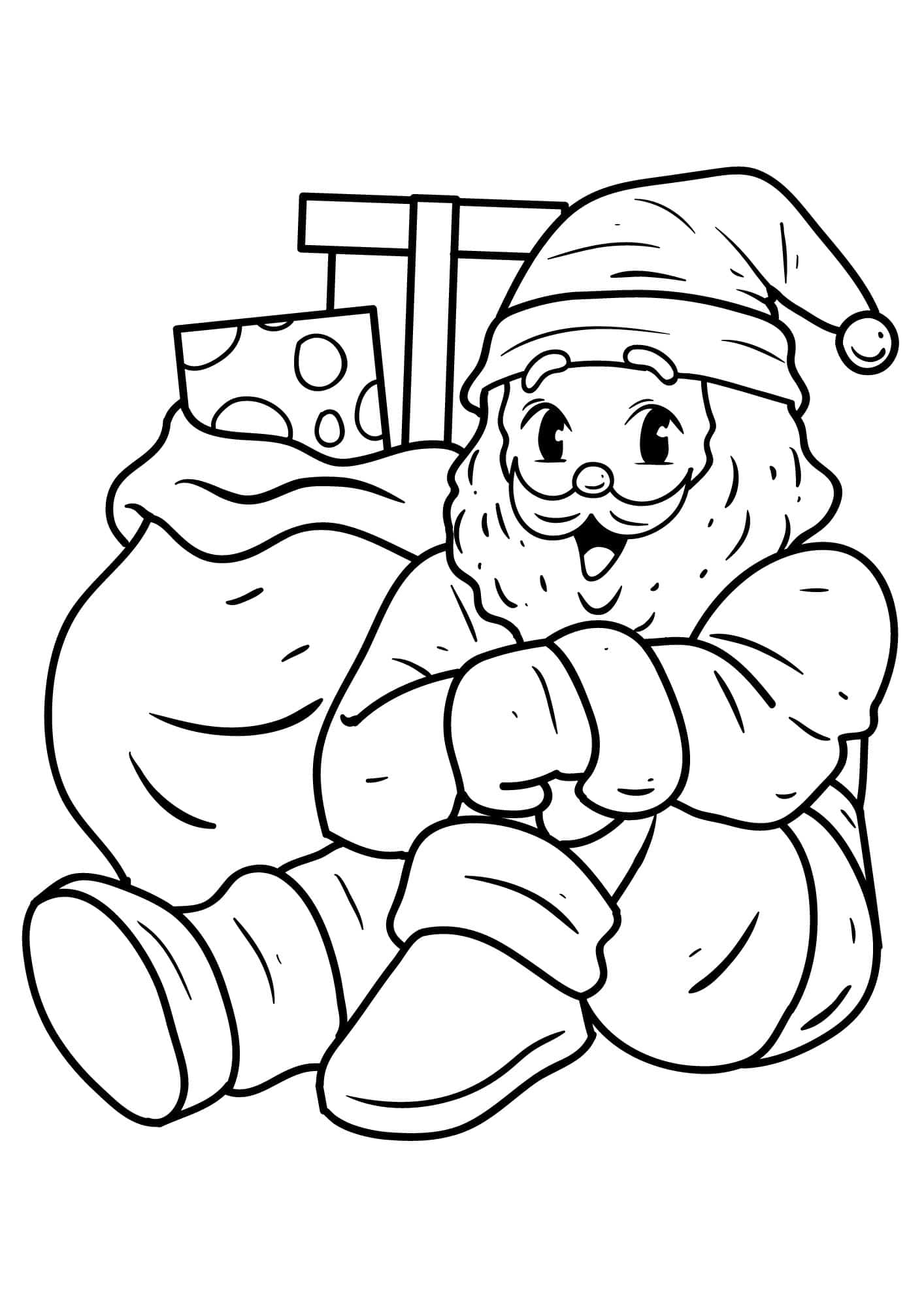 Santa Claus With Bag Of Toys Coloring Page