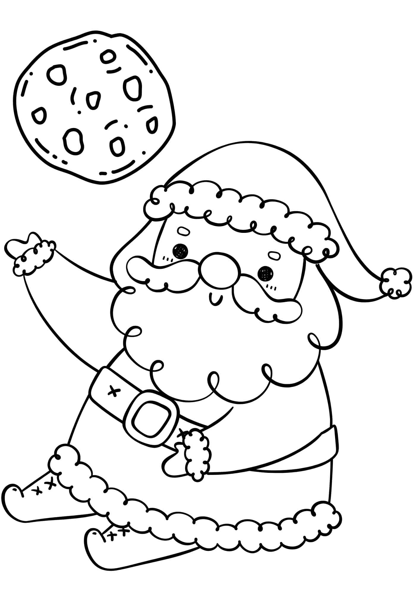 Santa Claus With Cookie Coloring Page