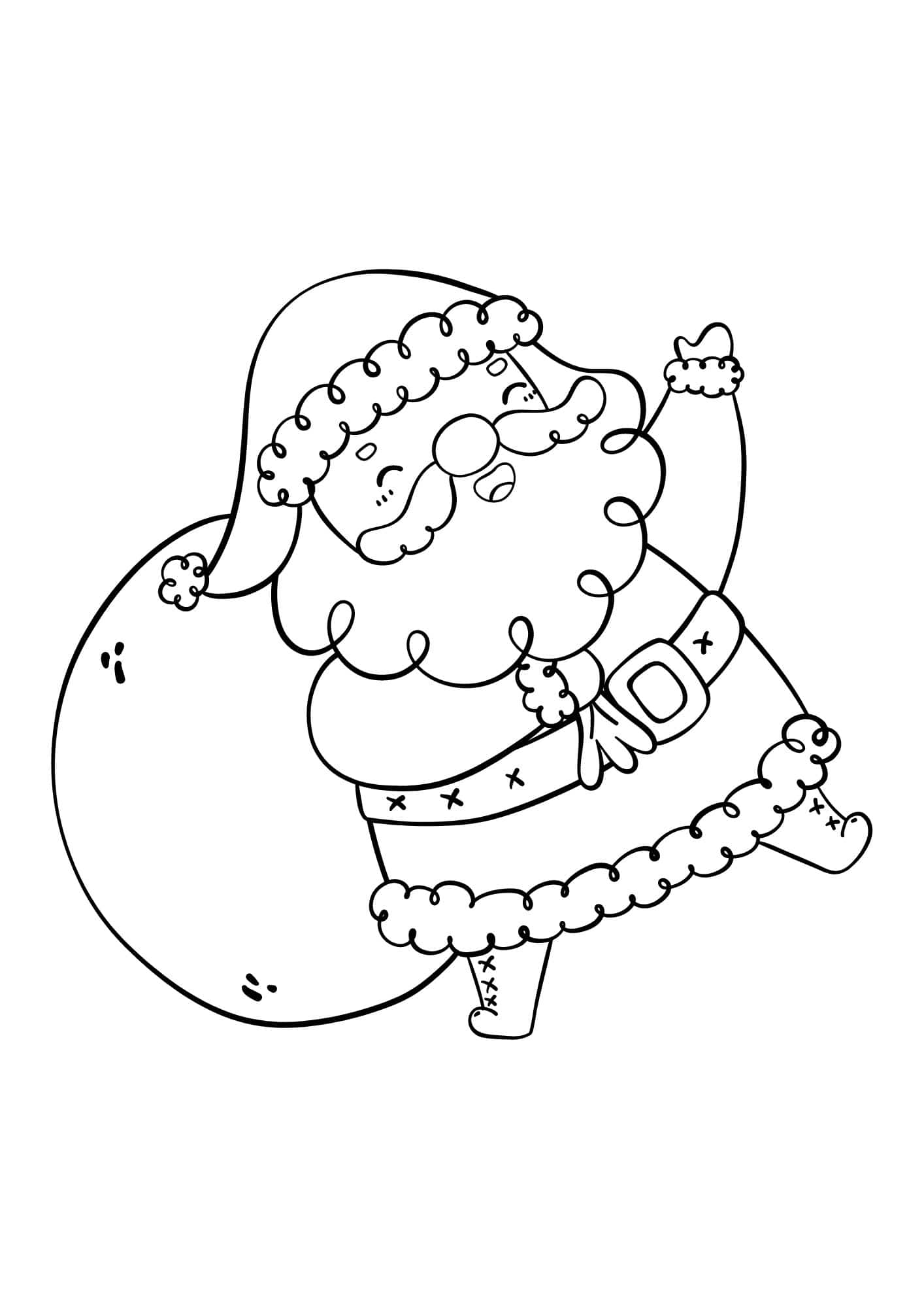 Santa Claus With Gift Wrapping Coloring Page