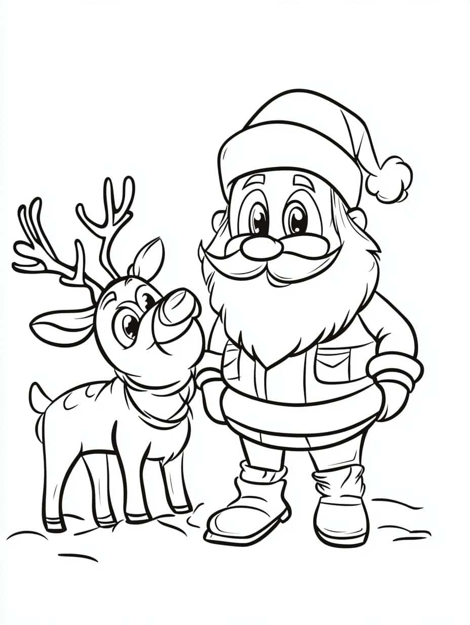 Santa Coloring Printable Reindeer Smiles