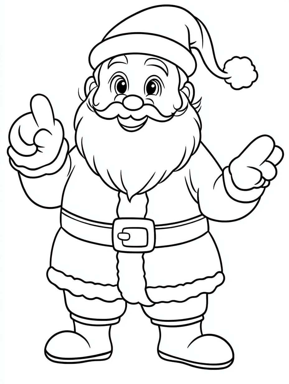 Santa Coloring Sheet Cheerful Greeting