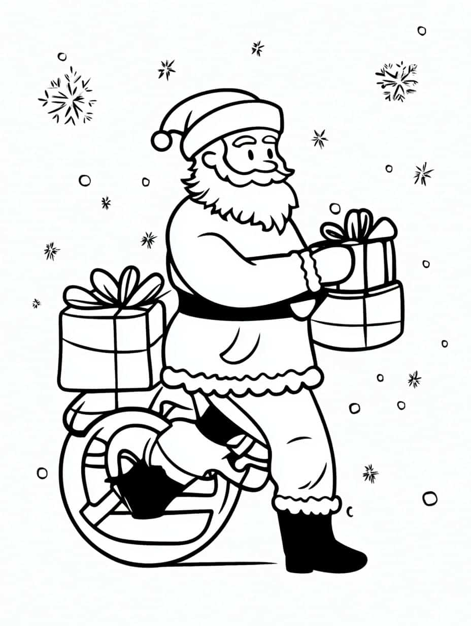 Santa Coloring Sheet Gift Delivery