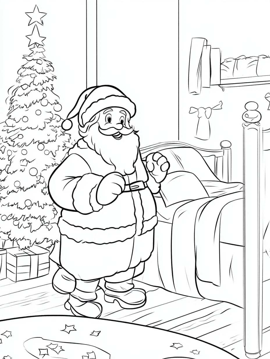 Santa Coloring Sheet Silent Night Surprise