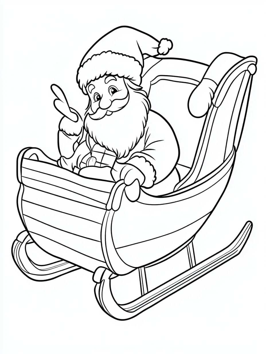 Santa In Sleigh Coloring Pages