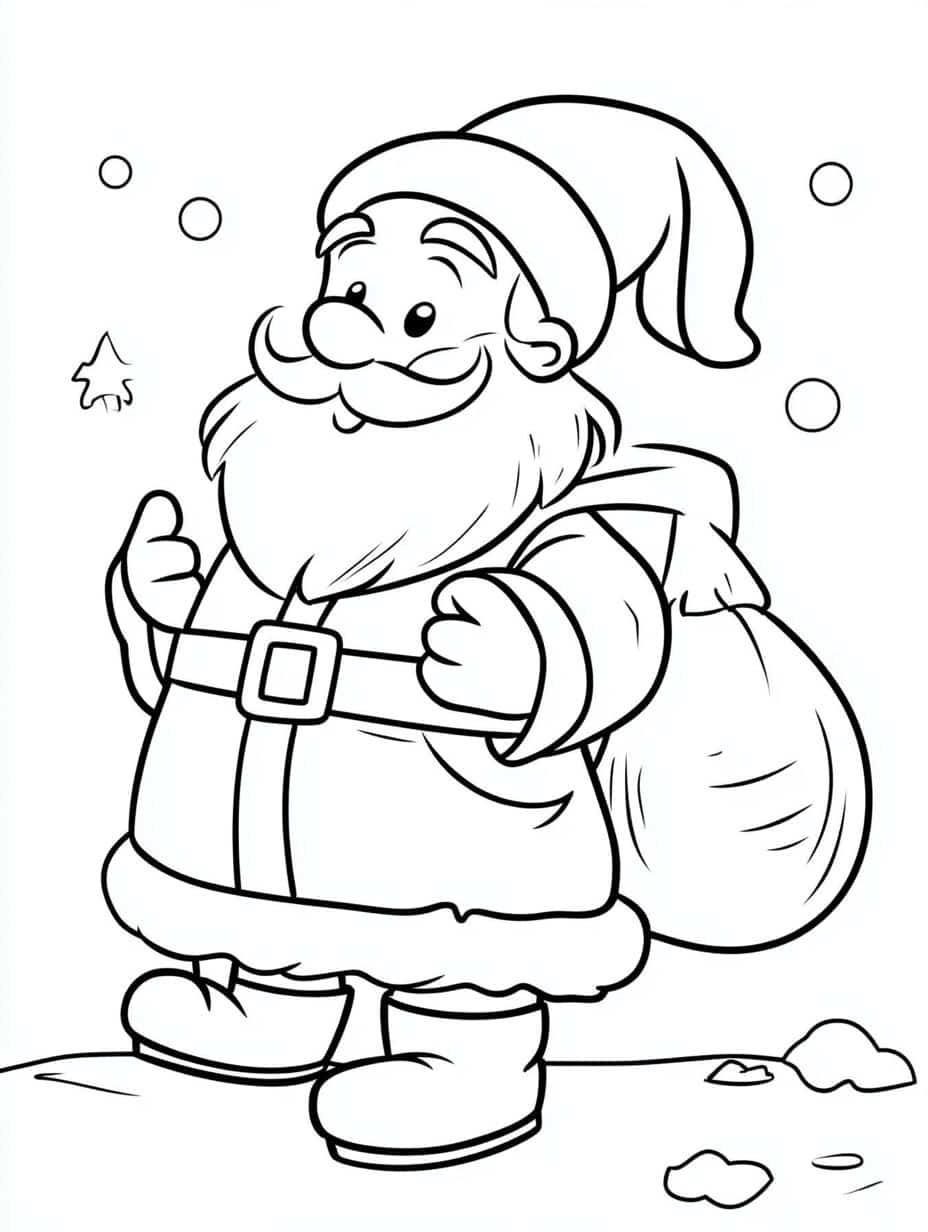 Santa With Gift Bag Coloring Pages