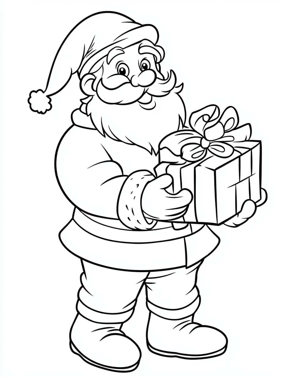 Santa With Presents Coloring Pages