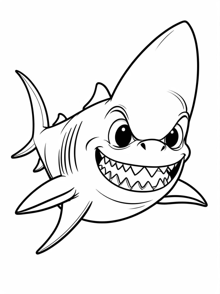 Scary Cartoon Shark Coloring Pages