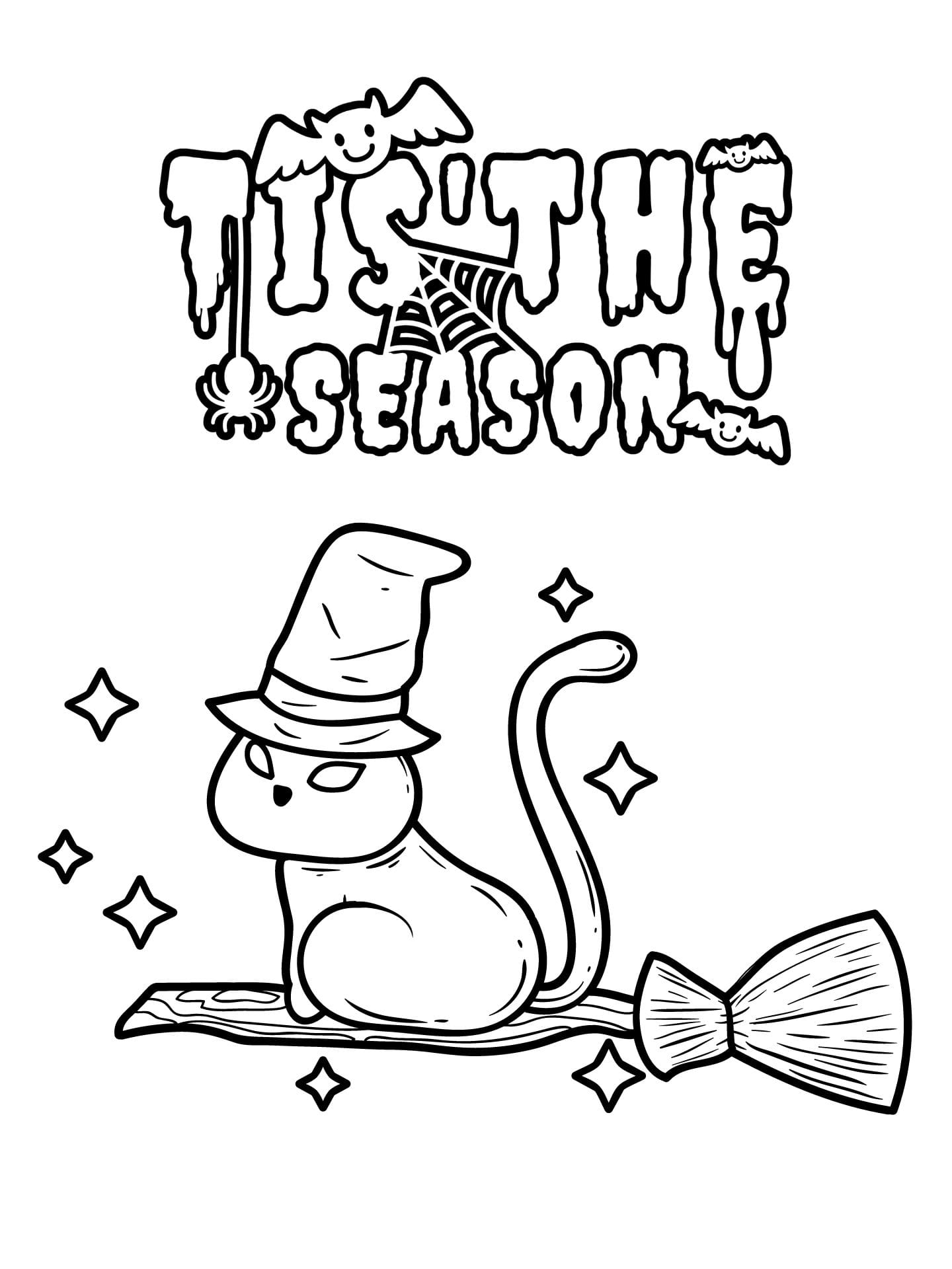 Scary Cat Halloween Coloring Sheets