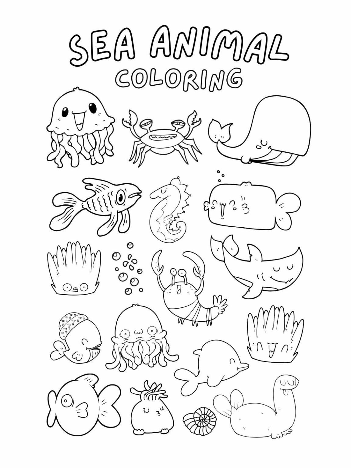 Top 20+ sea animals coloring pages for kids