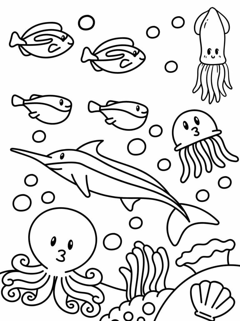 Top 20+ sea animals coloring pages for kids