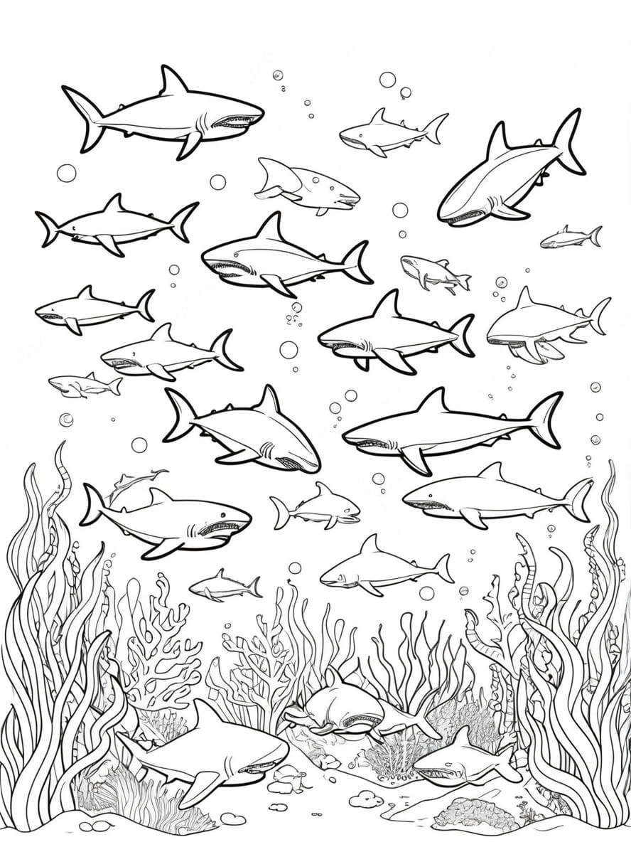 Sea Of Sharks Coloring Pages For Kids