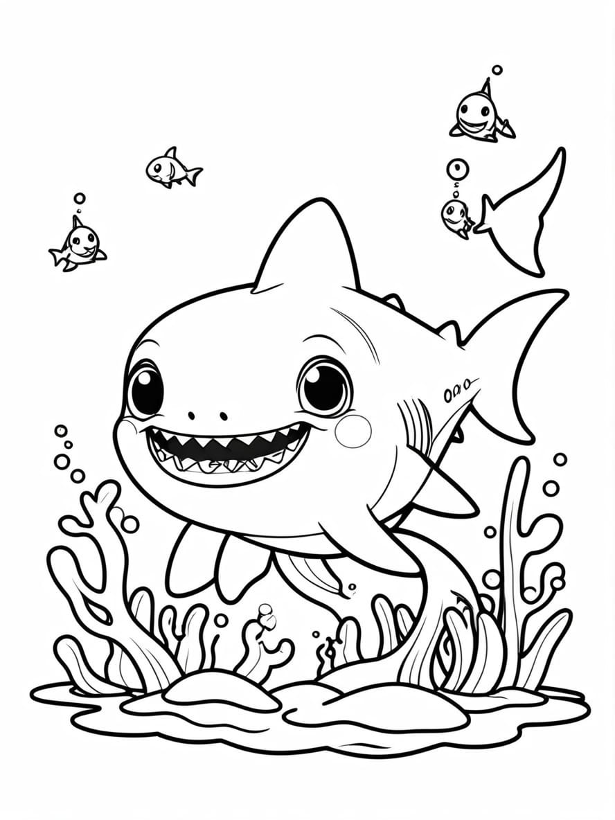 Shark In Ocean Coloring Pages