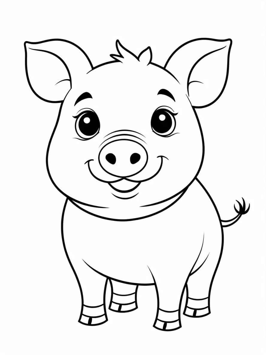 Simple Cartoon Pig For Preschoolers Coloring Pages