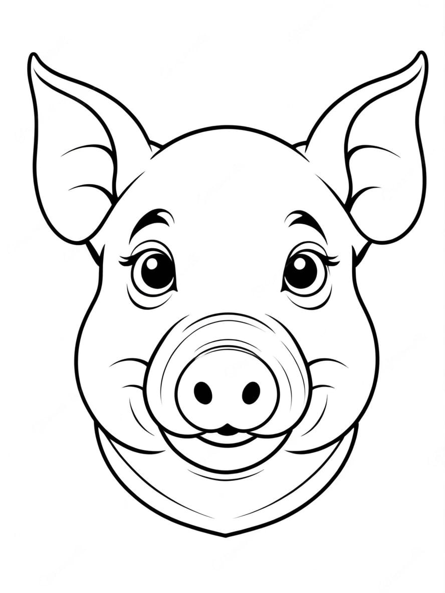 Simple Cartoon Pig To Color For Preschoolers Coloring Pages