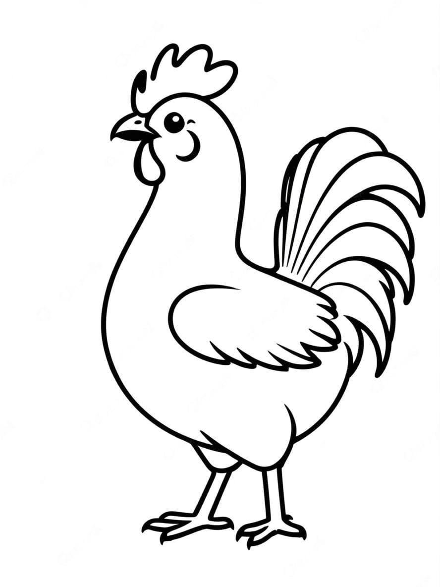 Simple Chicken Coloring Pages