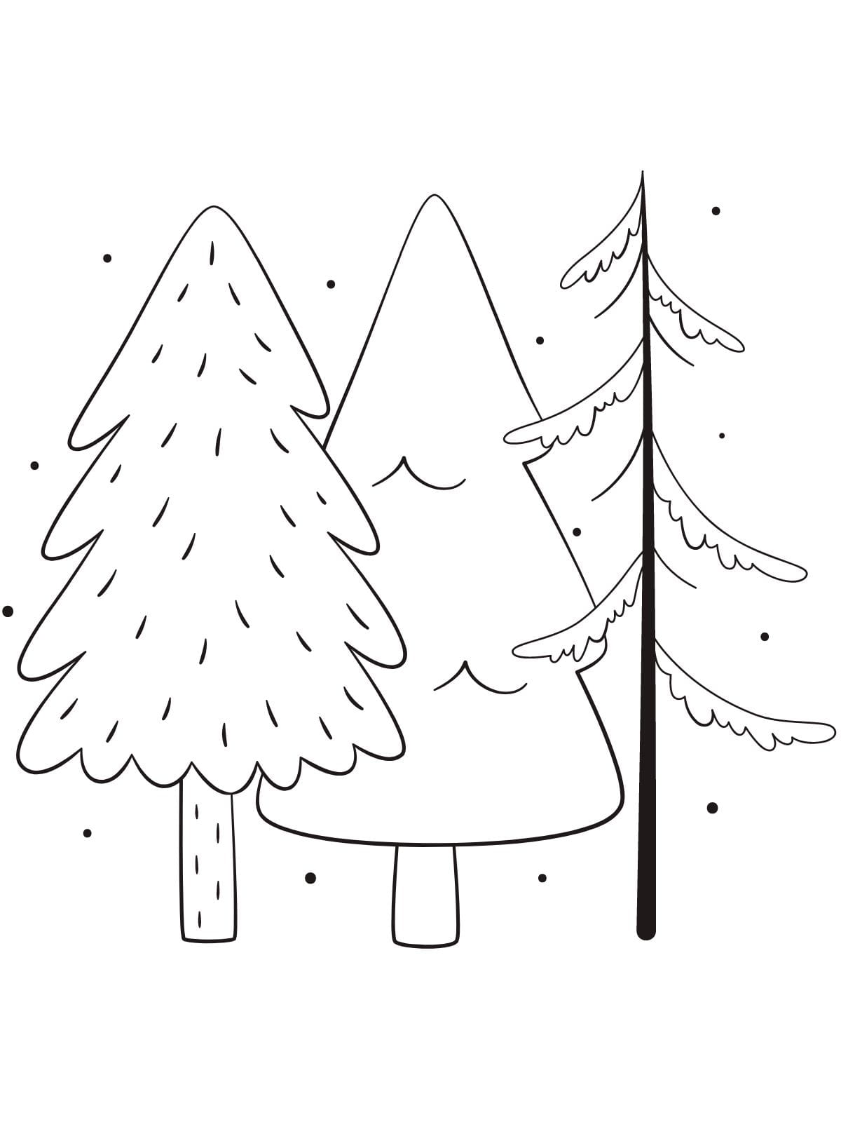 Simple Christmas Tree Coloring Pages For Kids