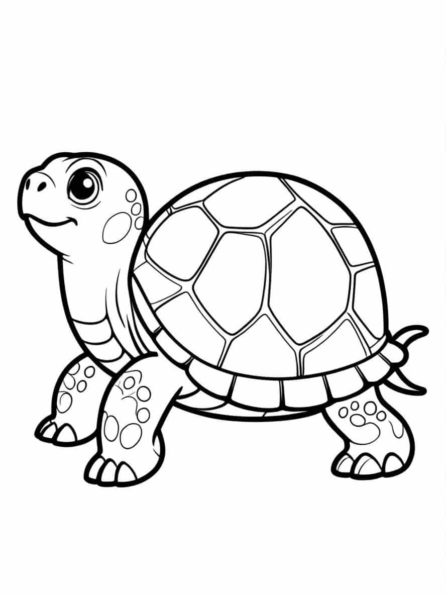 Simple Coloring Pages Of Cartoon Turtle