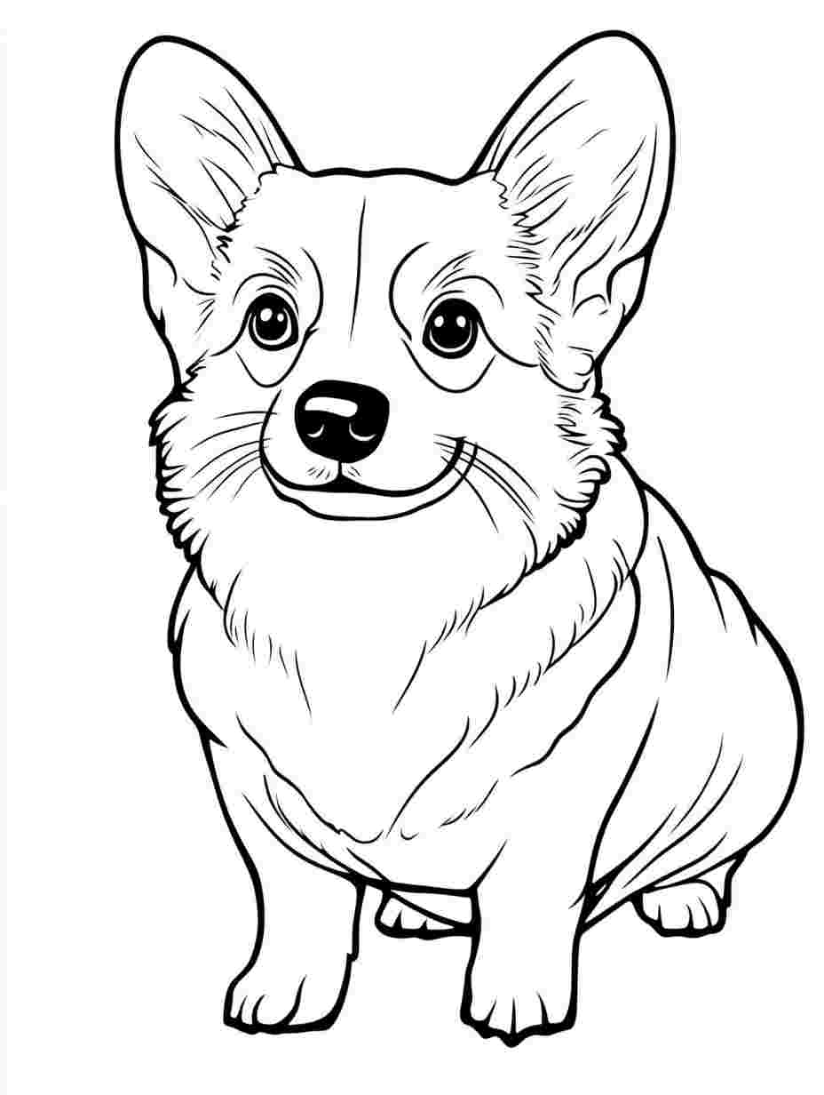 Simple Corgi Coloring Pages