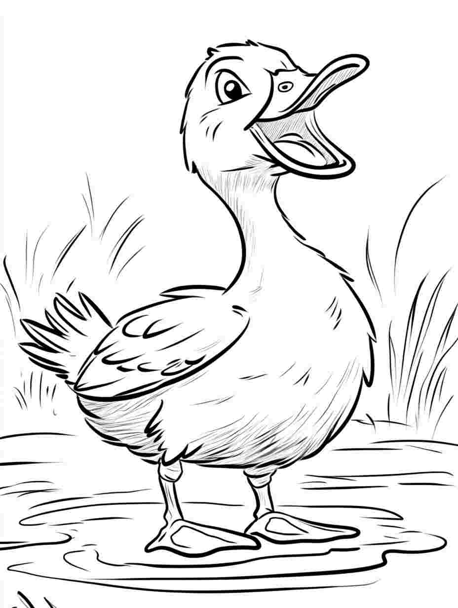 Simple Duck Quacking Coloring Pages