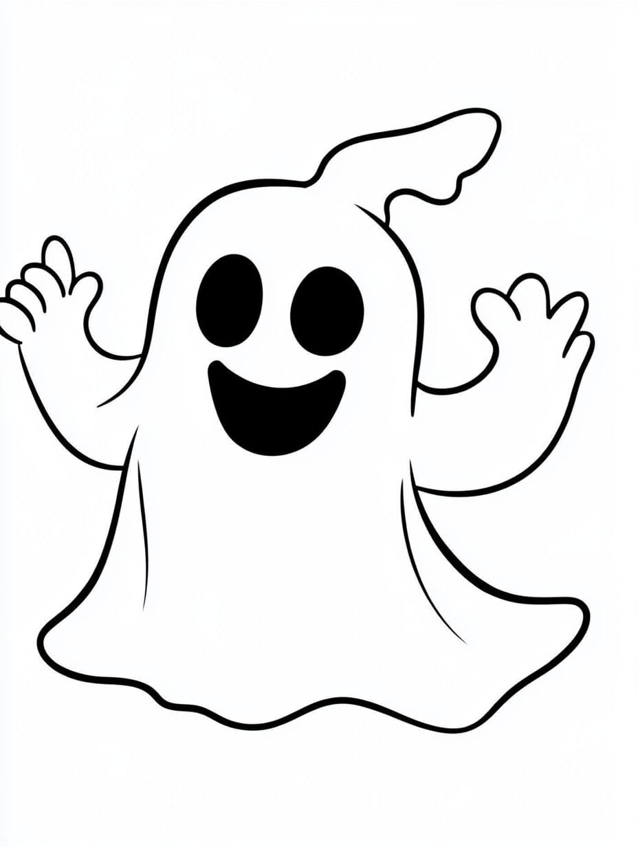 Simple Ghost Halloween Coloring Pages