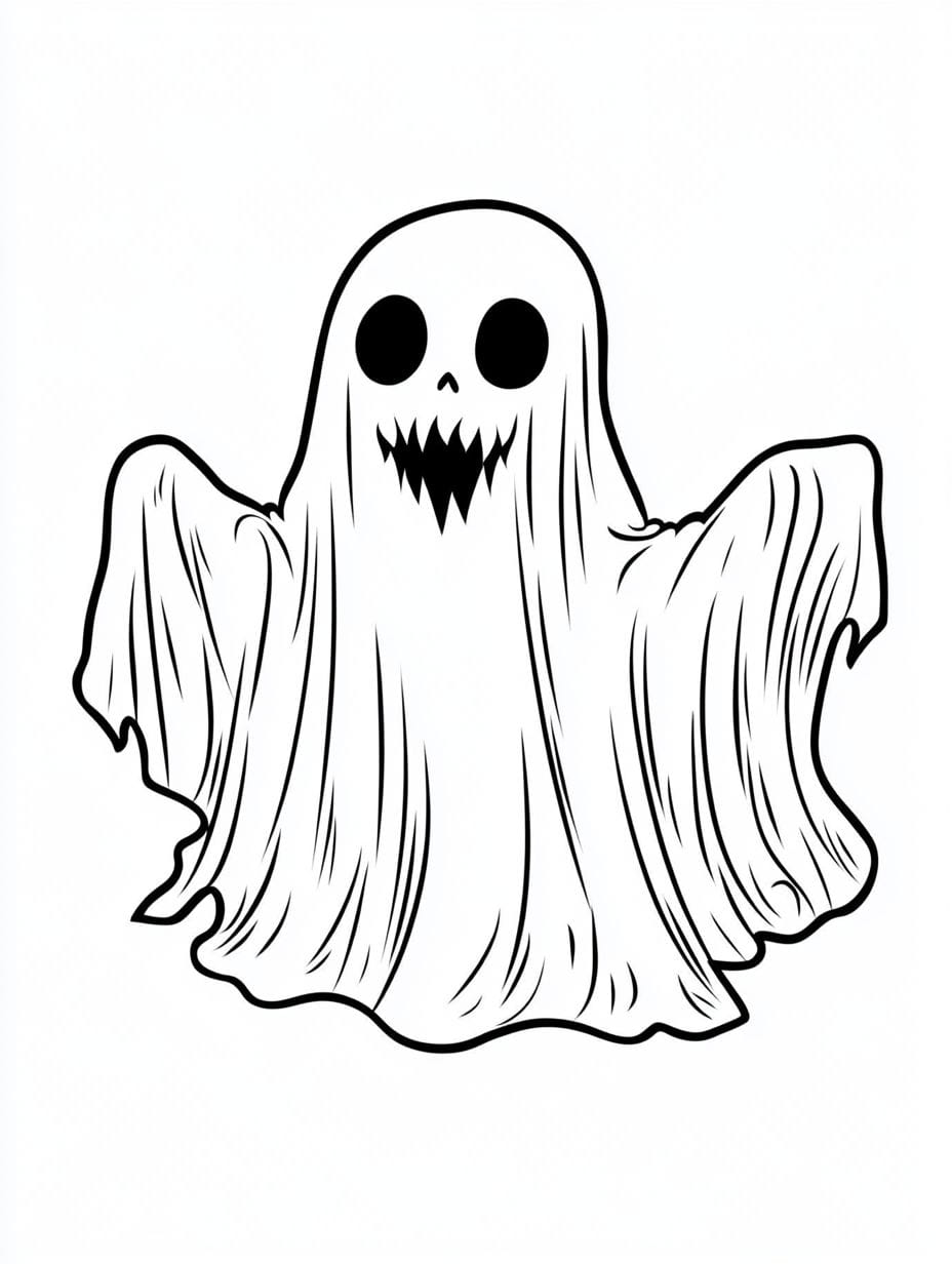 Simple Ghosts Halloween Coloring Pages