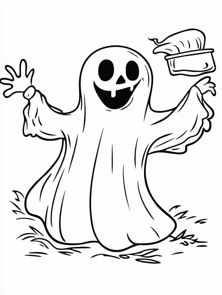 Simple Ghosts Magic Halloween Coloring Pages