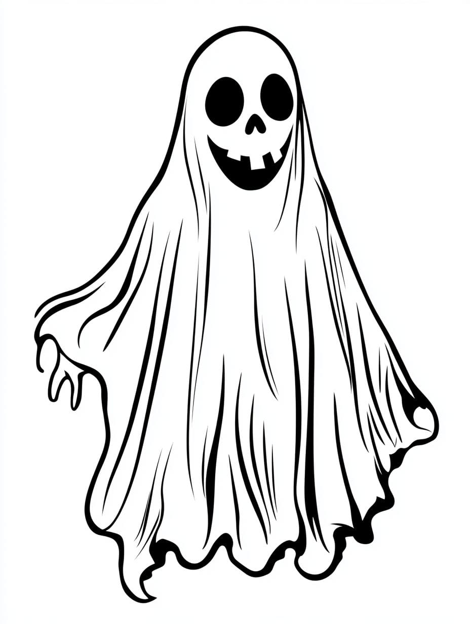 Simple Jack Halloween Ghost Coloring Pages